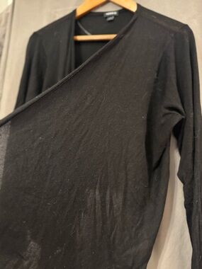 Torrid Black Long Sleeve Wrap-Style Top